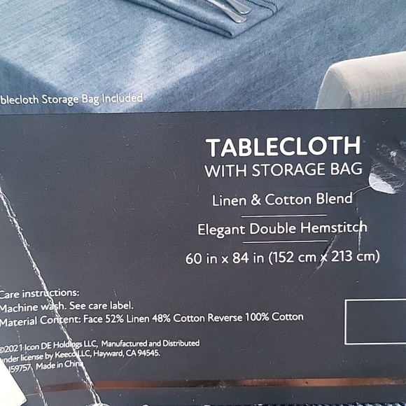 Fieldcrest Luxury Cotton Linen Harringbone Tablecloth 60 x 84 Navy Blue - Picture 7 of 8